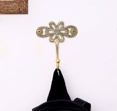 Single Brass Flower Wall Mounted Hook In Antique Finish