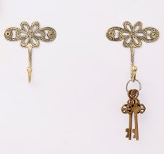 Single Brass Flower Wall Mounted Hook In Antique Finish