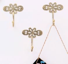 Single Brass Flower Wall Mounted Hook In Antique Finish