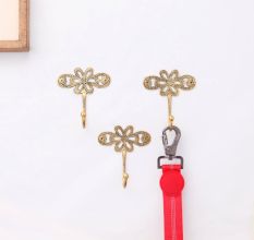Single Brass Flower Wall Mounted Hook In Antique Finish