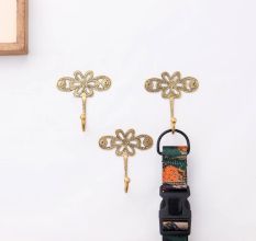 Single Brass Flower Wall Mounted Hook In Antique Finish