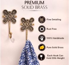 Black Brass Single Flower Hook Hand Engraved Design