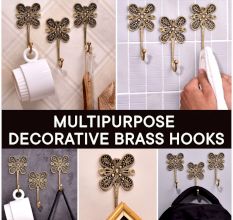 Black Brass Single Flower Hook Hand Engraved Design