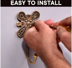 Black Brass Single Flower Hook Hand Engraved Design