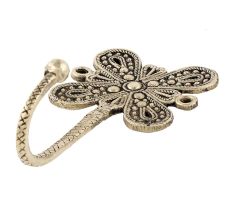 Black Brass Single Flower Hook Hand Engraved Design