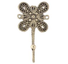 Black Brass Single Flower Hook Hand Engraved Design