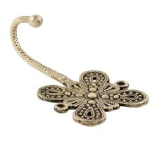 Black Brass Single Flower Hook Hand Engraved Design