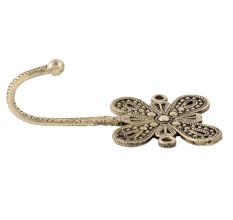 Black Brass Single Flower Hook Hand Engraved Design