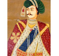 Old Standing Indian Emperor Canvas Painting