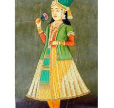Mughal Painting Depicting a Noblewoman Holding a Flower