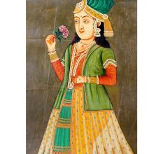 Mughal Painting Depicting a Noblewoman Holding a Flower