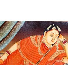 Indian Munhall Painting Of Maharani With a Hookah
