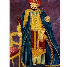 Early Canvas Painting Of Indian Emperor