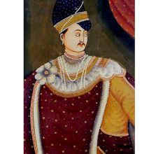 Canvas Painting Of Indian Maharaja Standing Wearing A Long Robe