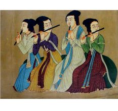 Canvas Painting Of 4 Women Playing Flutes