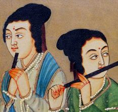 Canvas Painting Of 4 Women Playing Flutes