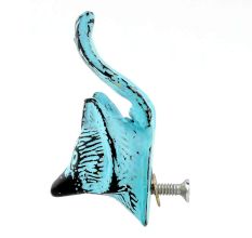 Turquoise Fox Face Distressed Iron Cabinet Knobs