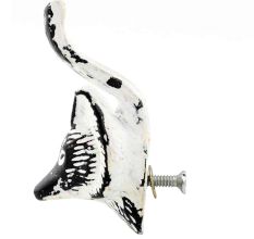 White Fox Face Distressed Iron Cabinet Knobs