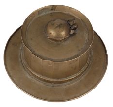 Old Round Solid Brass Ink Pot