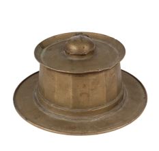 Old Round Solid Brass Ink Pot