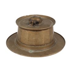 Old Round Solid Brass Ink Pot