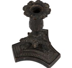 Brass Flower Candle Holder With Carved Base