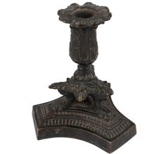 Brass Flower Candle Holder With Carved Base