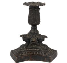Brass Flower Candle Holder With Carved Base