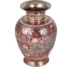 Red Brass Meenakari Work Flower Vase