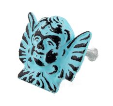 Turquoise Angel Distressed Iron Cabinet Knob