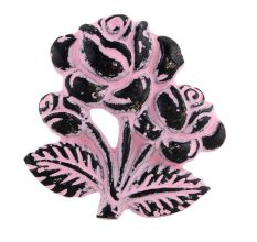 Baby Pink Rose With Branch Distressed Iron Dresser Knob