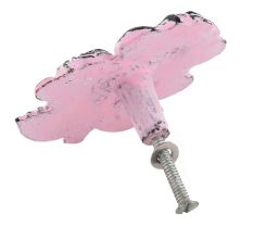 Baby Pink Rose With Branch Distressed Iron Dresser Knob