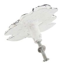 Cream Rose With Branch Distressed Iron Dresser Knob