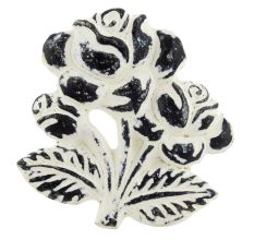 White Rose With Branch Distressed Iron Dresser Knob
