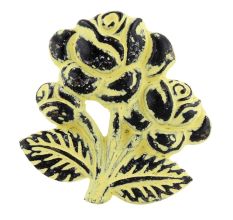 Yellow Rose With Branch Distressed Iron Dresser Knob