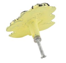 Yellow Rose With Branch Distressed Iron Dresser Knob