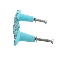 Turquoise Feather Distressed Iron Handles