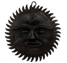 Old Brass Burnished Surya Dev Wall Hanging