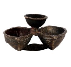 Brass Bindi Pot Boat Shaped With Patina