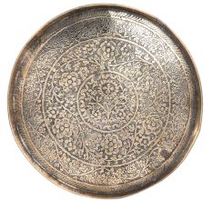 Brass Puja Plate Wall Hanging With Flower Embossed Design