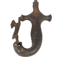 Old Brass Sword Handle Hilt With Lion Hunting Deer Design