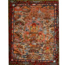 Tibetan Thangka Painting Of Life Of Buddha