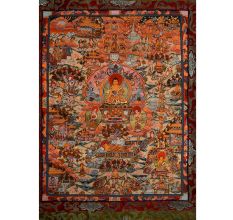 Tibetan Thangka Painting Of Life Of Buddha