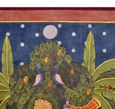 Pichwai Painting of Srinathji In Forest With Cows