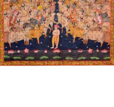 Pichwai Painting of Krishna Srinathji As Cowherd