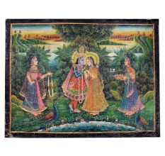 Radha Krishna Rajasthani Painting With Gopies