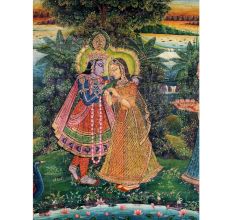 Radha Krishna Rajasthani Painting With Gopies
