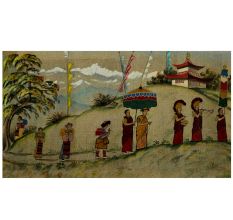 Traditional Tibetetian  Festival Folk Painting On Canvas