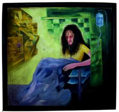 Abstract Canvas Painting Of Sick Girl In Bed
