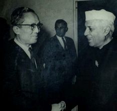 Old Photograph Of Nehru Shaking Hands With Indian Scientist